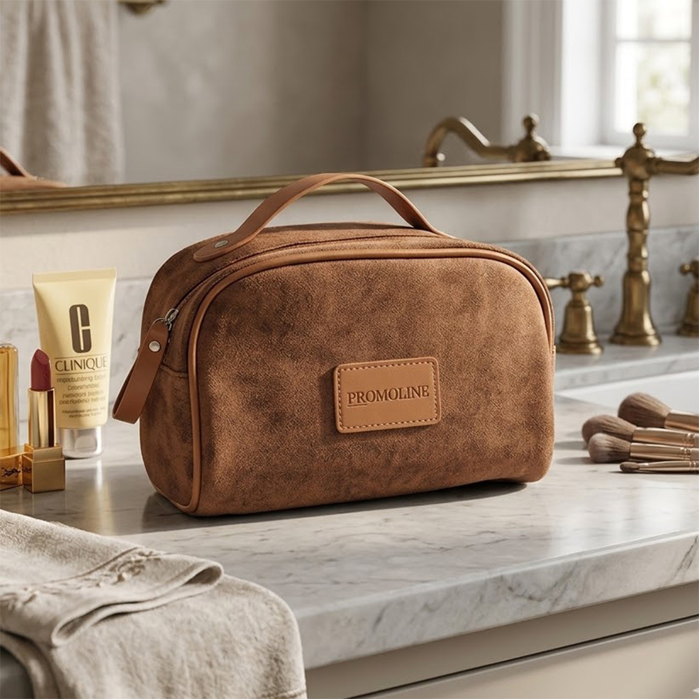 Faux Suede Cosmetic Bag